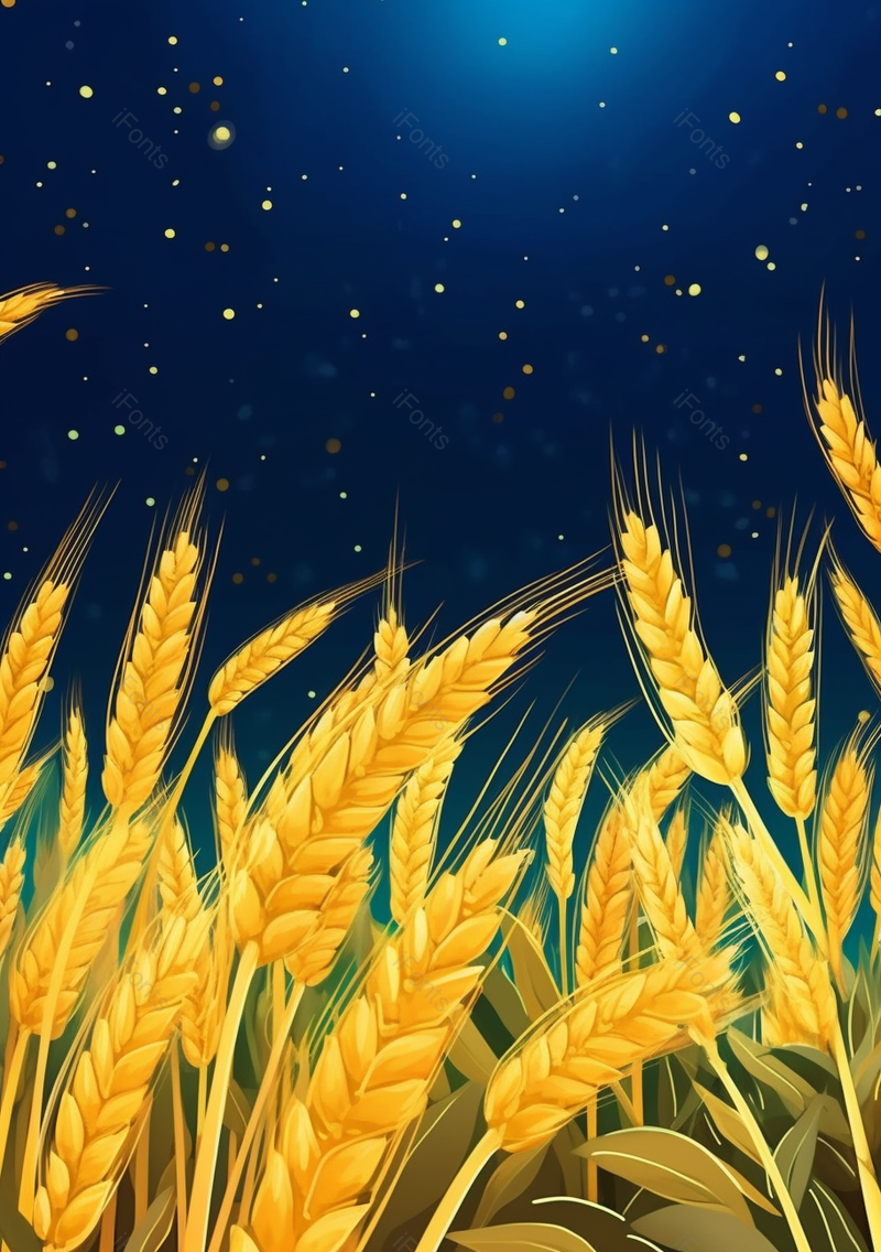 星光下金色麦田24节气芒种插画背景,插画/手绘图,插画/手绘图库,插画/手绘图下载,插画/手绘